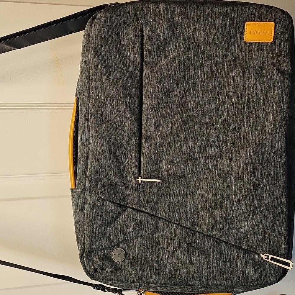 Gray Laptop Bag with Yellow Accents